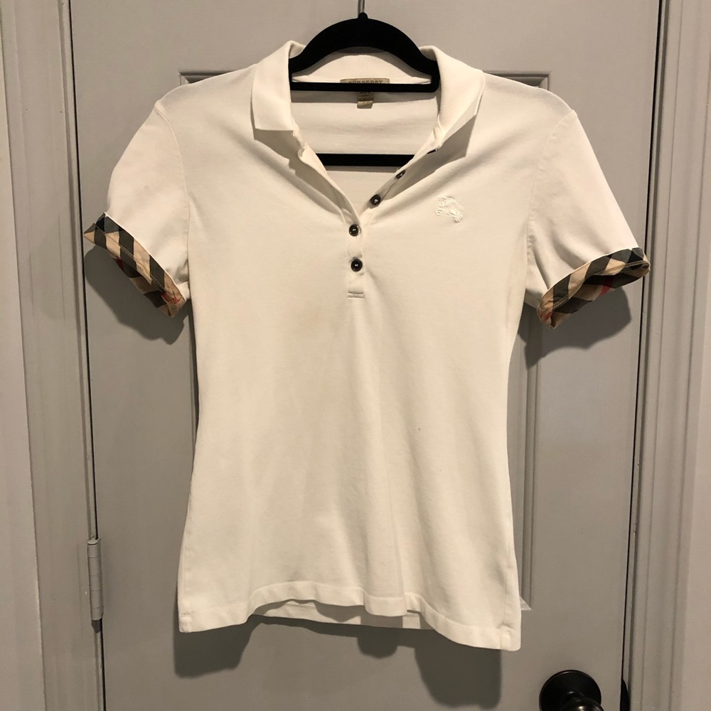 Ladies White Burberry Polo
